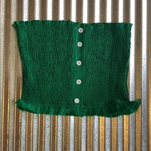 Green stretch crop top